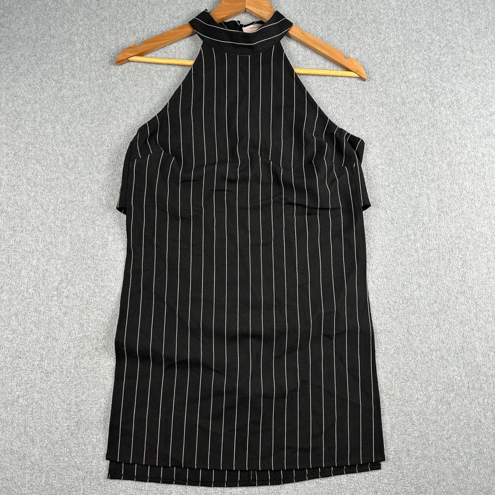 Forever 21 Top Womens Small Contemporary Black Pinstripe Halter Sleeveless